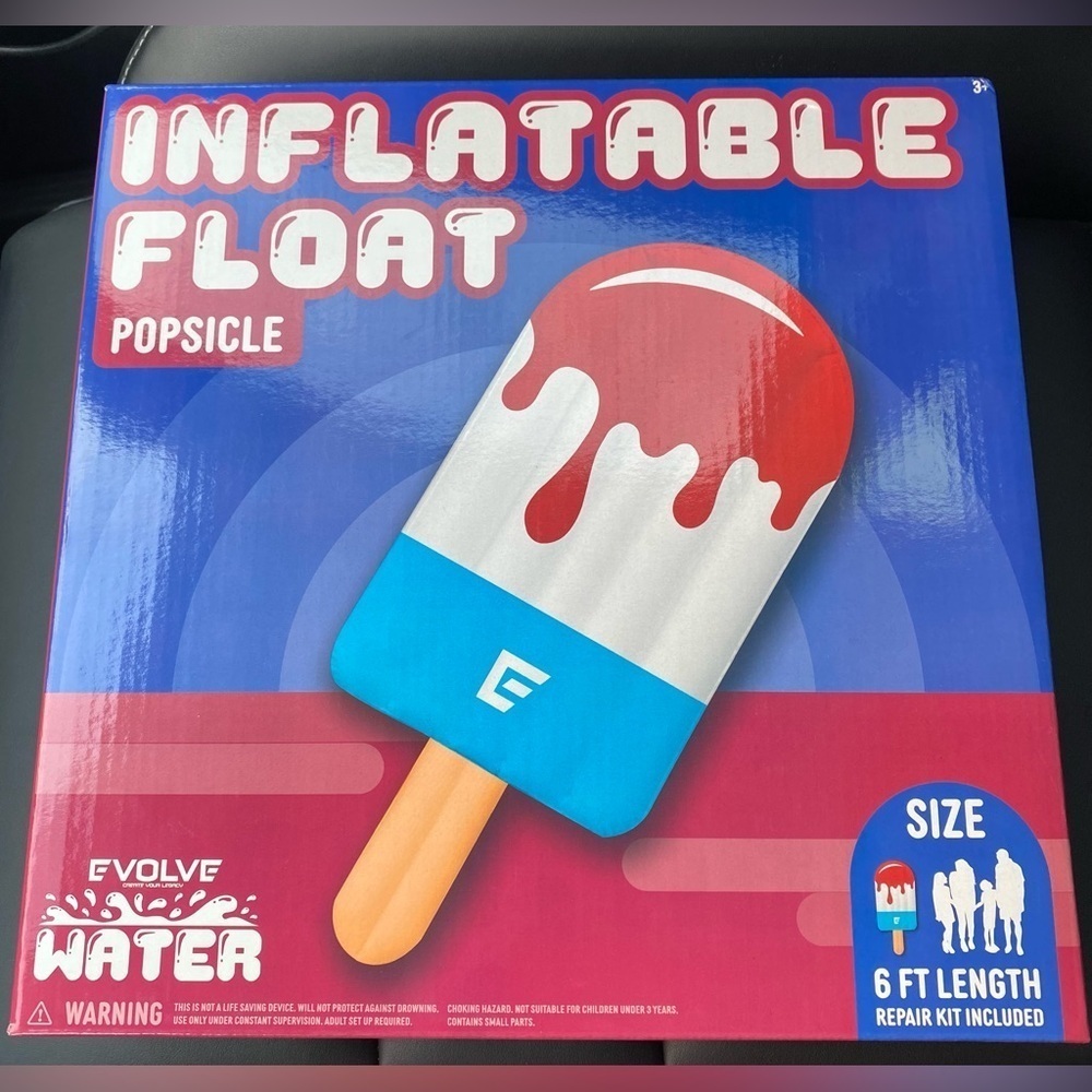 🆕 6 foot long popsicle inflatable pool float incudes repair kit Brand New